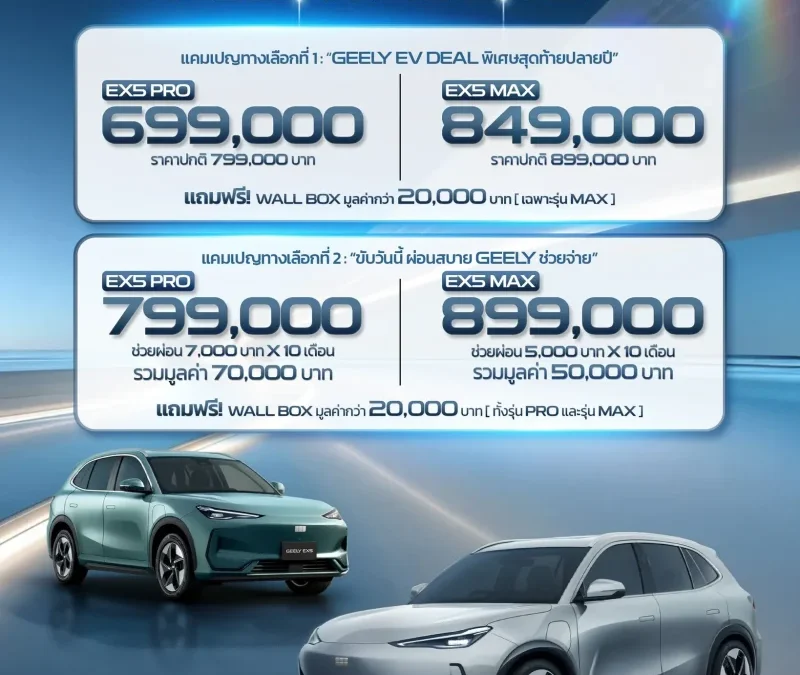 GEELY EX5 EV FESTIVAL 2025 เลือกได้ 2 ทาง คุ้มได้ 2 ต่อกับ Geely EX5